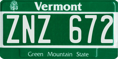 VT license plate ZNZ672