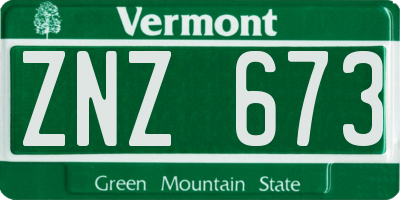 VT license plate ZNZ673