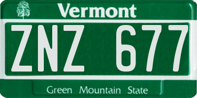 VT license plate ZNZ677