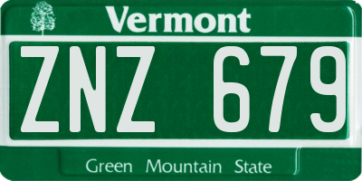 VT license plate ZNZ679