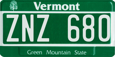 VT license plate ZNZ680