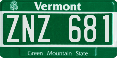 VT license plate ZNZ681