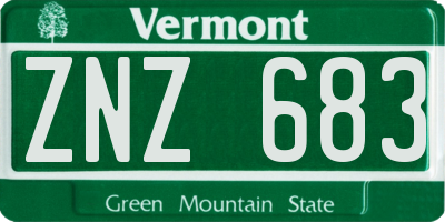 VT license plate ZNZ683