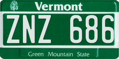 VT license plate ZNZ686