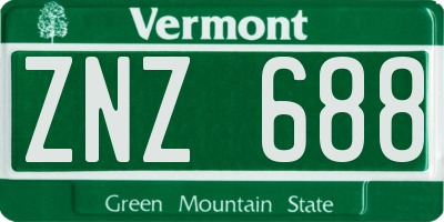 VT license plate ZNZ688