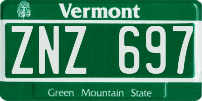 VT license plate ZNZ697