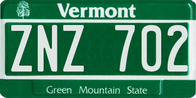 VT license plate ZNZ702