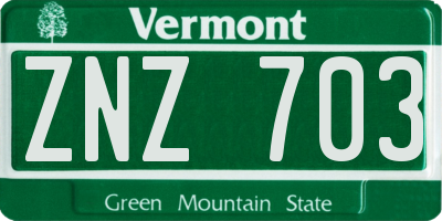 VT license plate ZNZ703