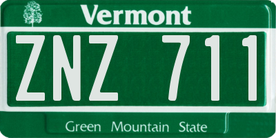 VT license plate ZNZ711