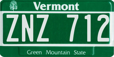 VT license plate ZNZ712