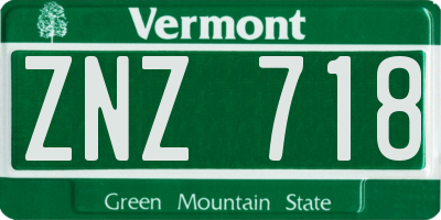 VT license plate ZNZ718