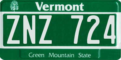 VT license plate ZNZ724