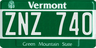 VT license plate ZNZ740