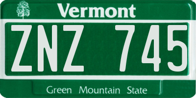 VT license plate ZNZ745