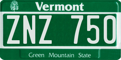 VT license plate ZNZ750