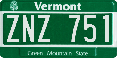 VT license plate ZNZ751