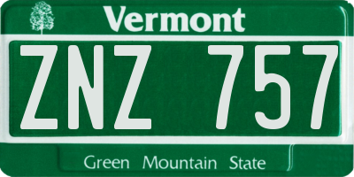 VT license plate ZNZ757