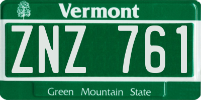 VT license plate ZNZ761