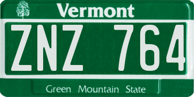 VT license plate ZNZ764