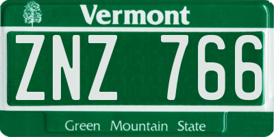 VT license plate ZNZ766
