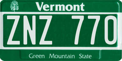VT license plate ZNZ770