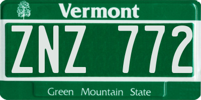 VT license plate ZNZ772