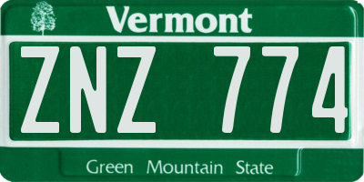 VT license plate ZNZ774