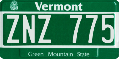VT license plate ZNZ775