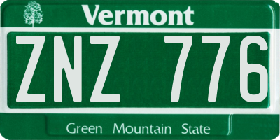 VT license plate ZNZ776