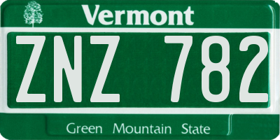 VT license plate ZNZ782