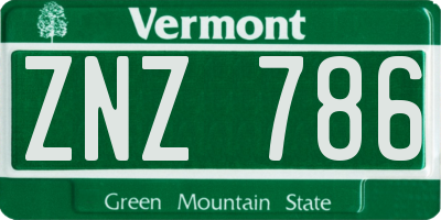 VT license plate ZNZ786