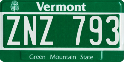 VT license plate ZNZ793