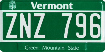 VT license plate ZNZ796