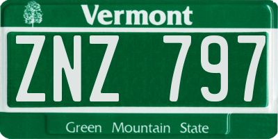 VT license plate ZNZ797