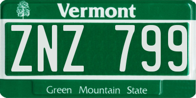 VT license plate ZNZ799