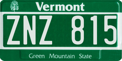 VT license plate ZNZ815
