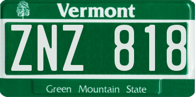VT license plate ZNZ818
