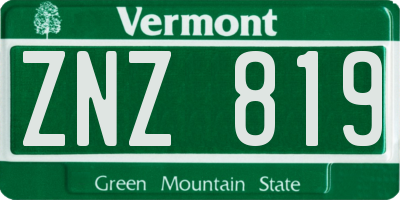 VT license plate ZNZ819