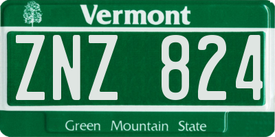 VT license plate ZNZ824