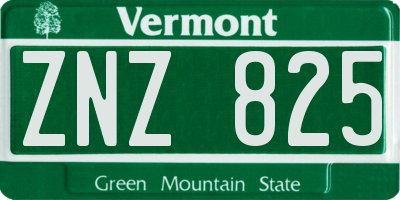 VT license plate ZNZ825