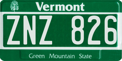 VT license plate ZNZ826