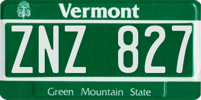 VT license plate ZNZ827