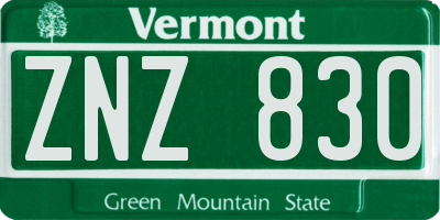 VT license plate ZNZ830