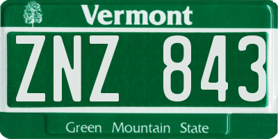 VT license plate ZNZ843