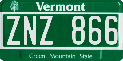 VT license plate ZNZ866