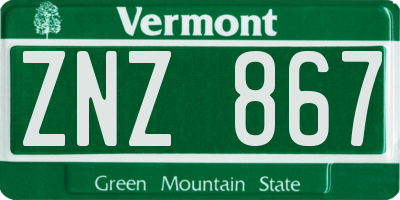 VT license plate ZNZ867