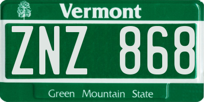 VT license plate ZNZ868