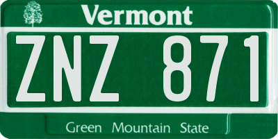 VT license plate ZNZ871