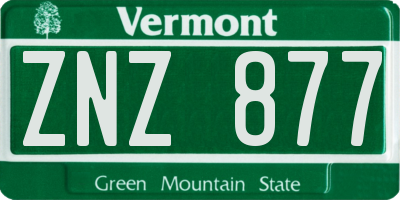 VT license plate ZNZ877