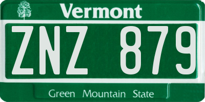 VT license plate ZNZ879